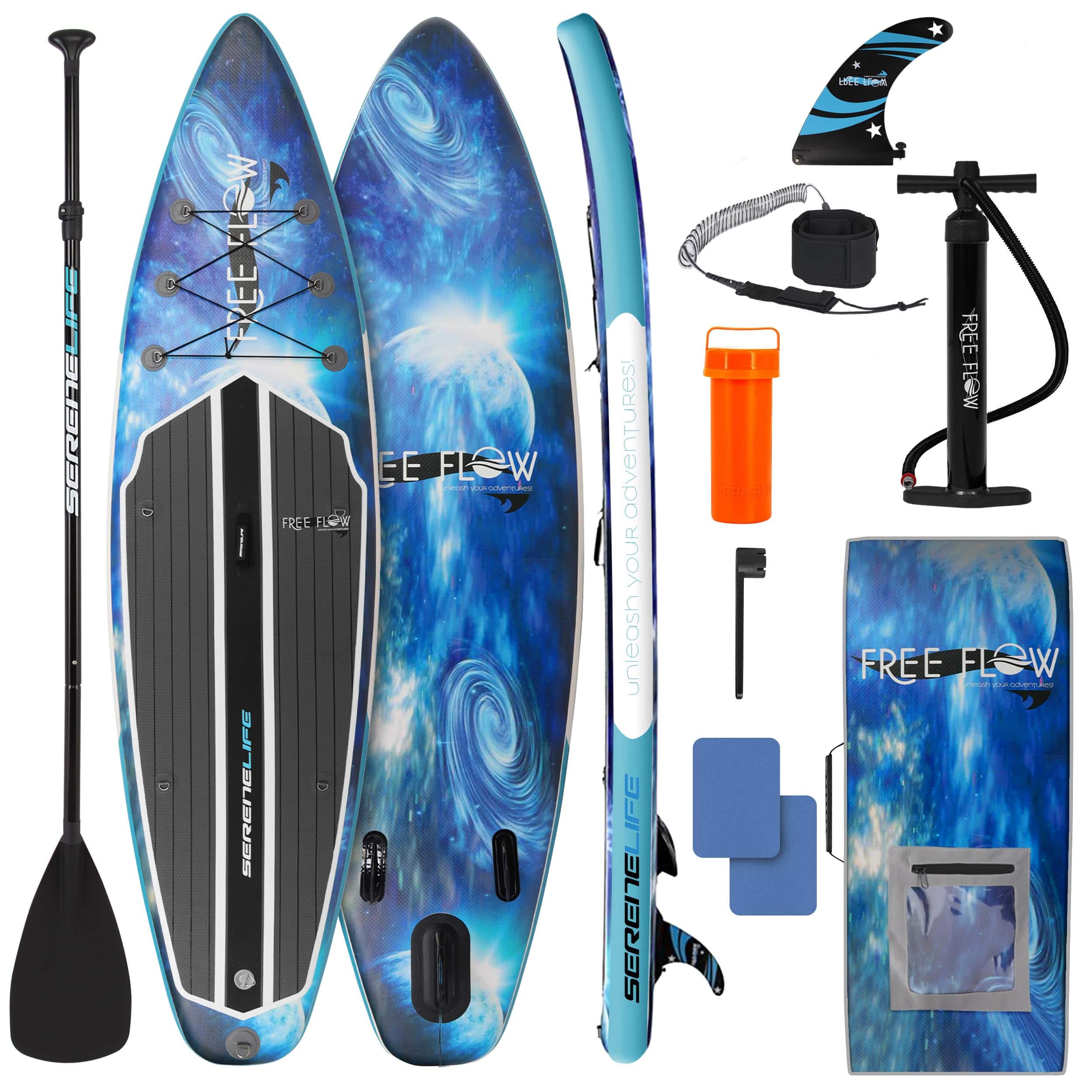 SereneLife - SLSUPB872 Inflatable Stand Up Paddle Board, 10’6” Stable Design, Non-Slip Deck, Premium Accessories - Blue price history on PriceWatchPro