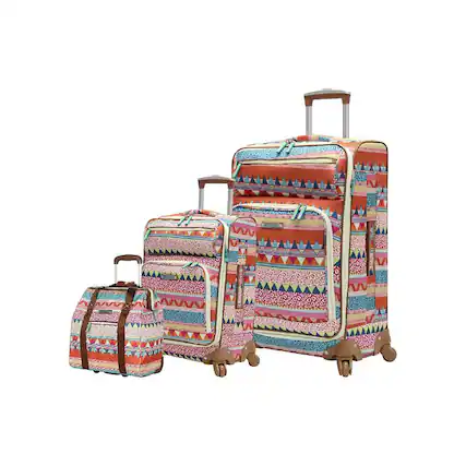 Front. Circus Cirle - Circus Cirle 3-Piece Softside Spinner Luggage Set On The Prowl - Multi.
