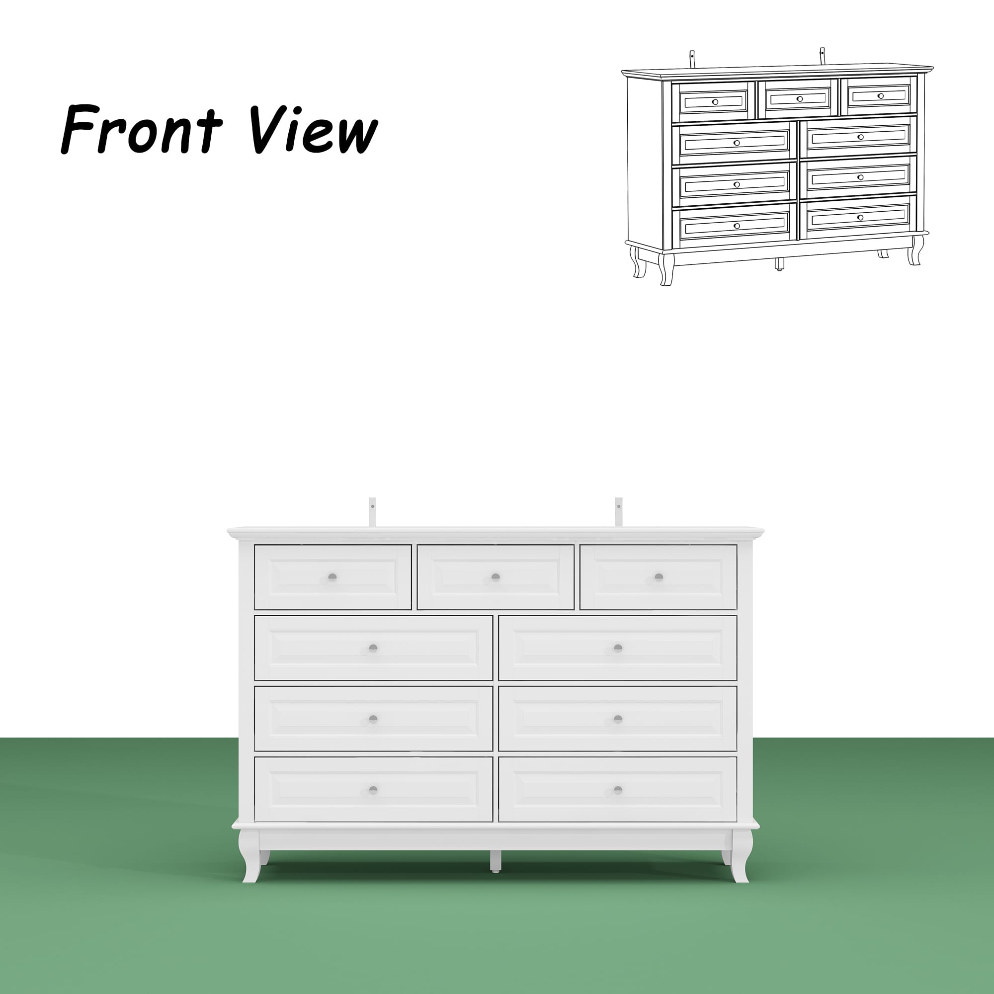 FUFU & GAGA - FUFU&GAGA 10 - Drawer Horizontal Dresser Timeless Elegance, Versatile Storage - White