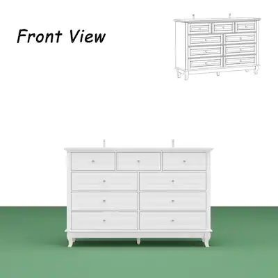 FUFU&GAGA - 10 - Drawer Horizontal Dresser Timeless Elegance, Versatile Storage - White FUFU&GAGA - 10 - Drawer Horizontal Dresser Timeless Elegance, Versatile Storage - White