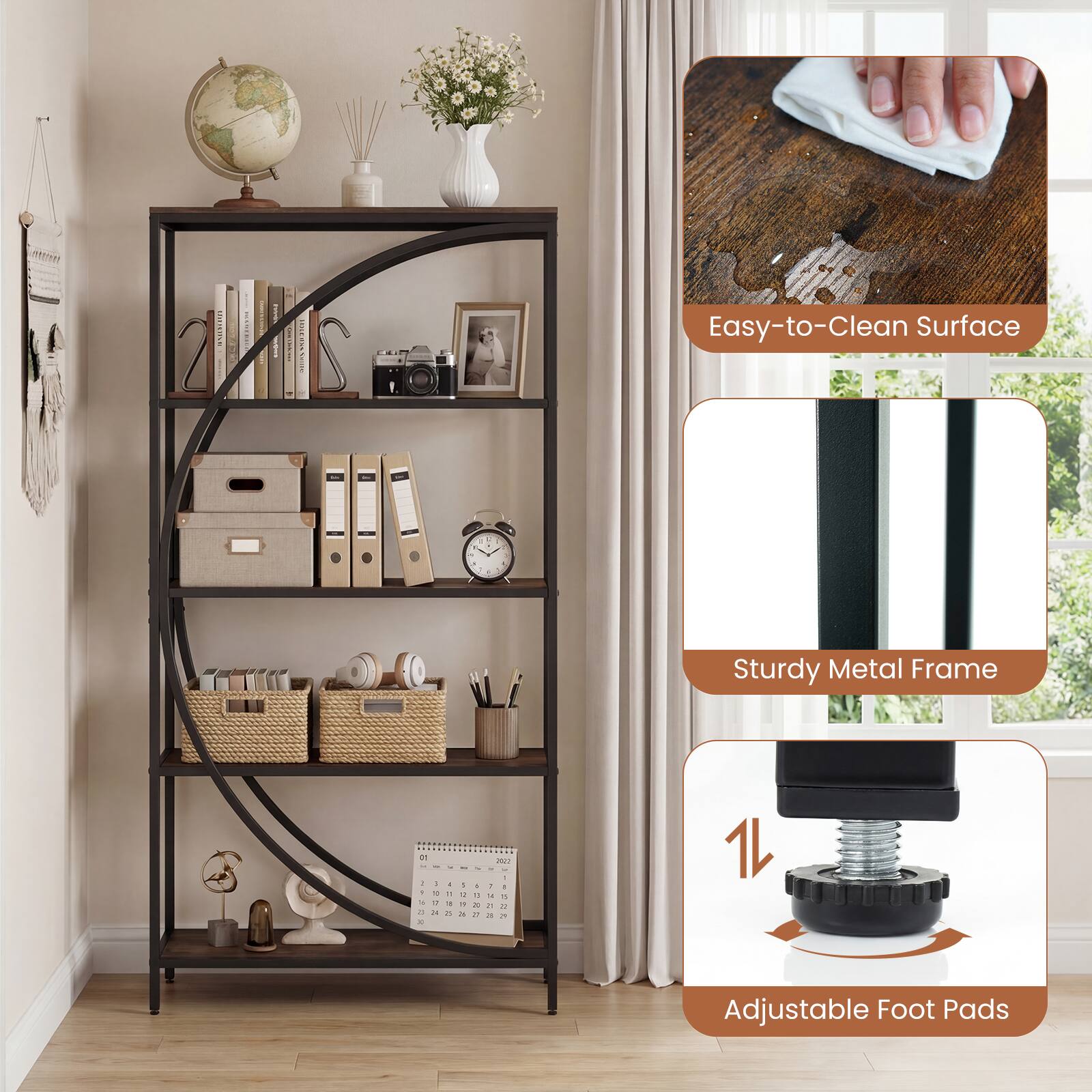 - Easy-to-Clean Surface
- Sturdy Metal Frame
- Adjustable Foot Pads