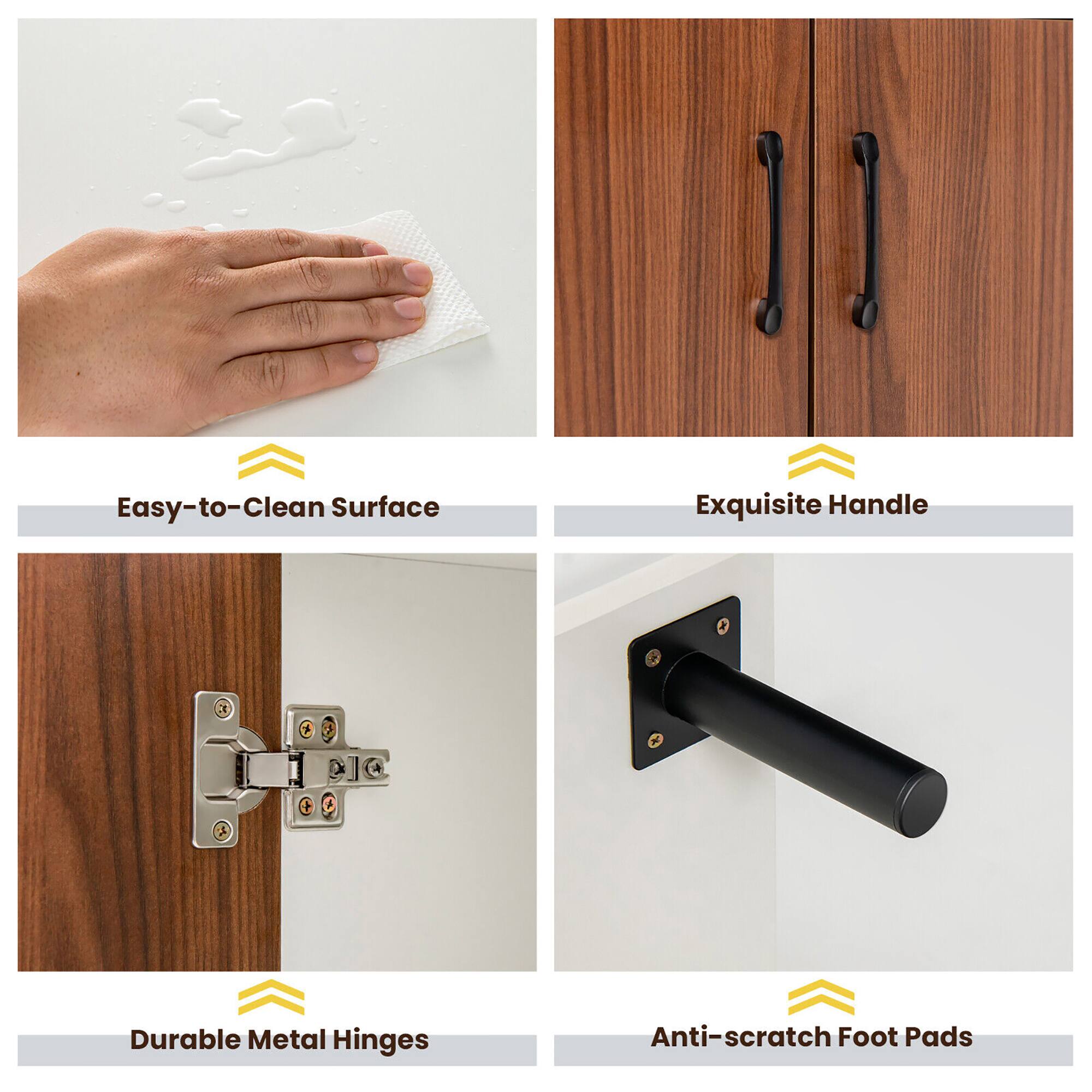 Easy-to-Clean Surface  
Exquisite Handle  
Durable Metal Hinges  
Anti-scratch Foot Pads