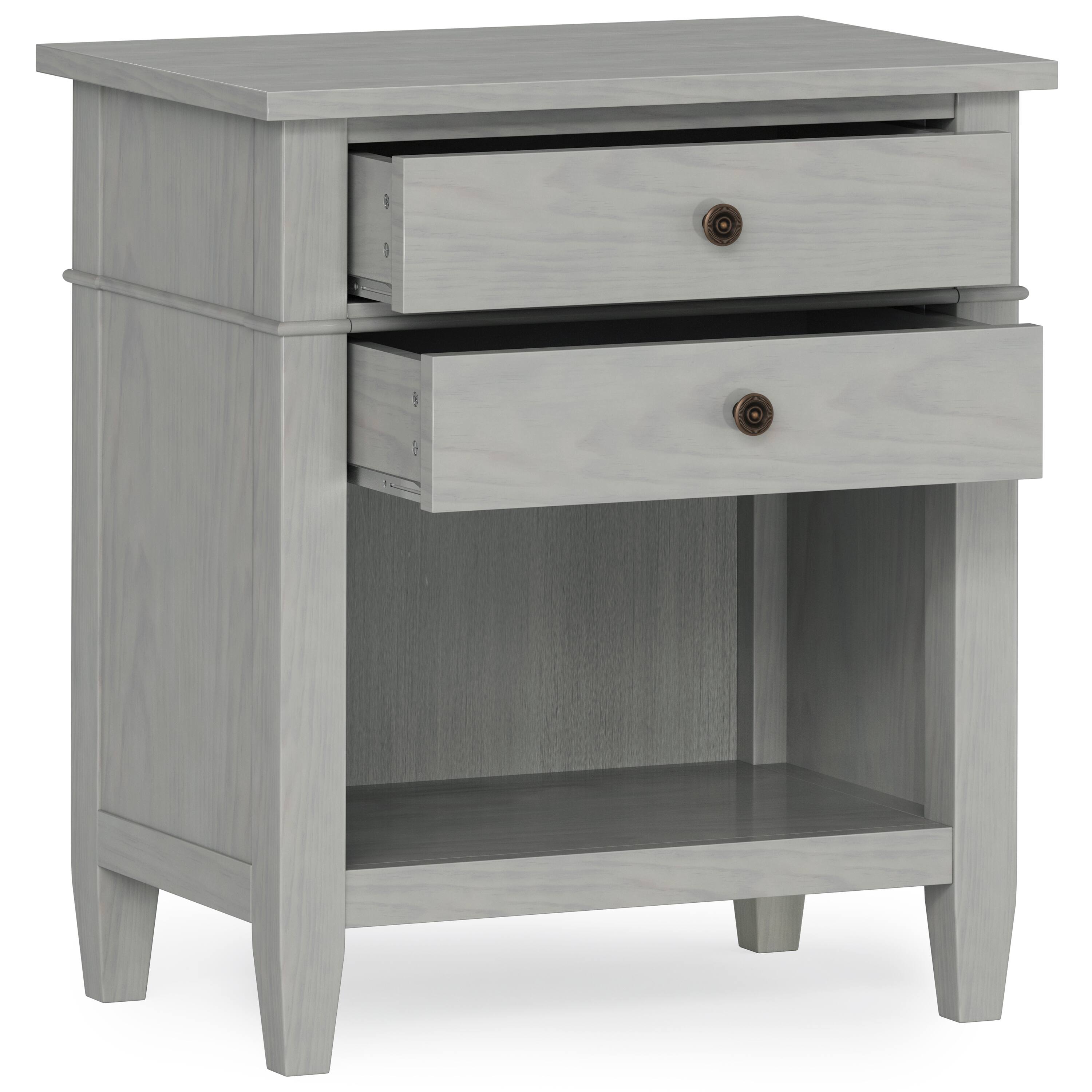 Back. Simpli Home - Carlton SOLID WOOD 24 inch Wide Contemporary Bedside Nightstand Table in Fog Grey - Fog Grey.
