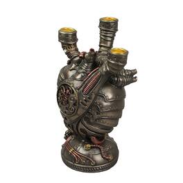 Veronese Design - Augmented Artery Device Steampunk Human Heart Triple Taper Candle Holder - Bronze