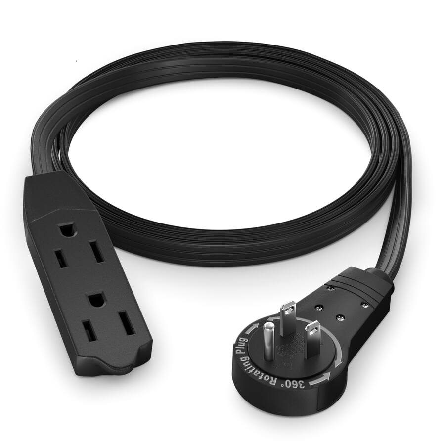 Maximm 3 Ft 360° Rotating Flat Plug Extension Cord / Wire, 16 AWG Multi ...