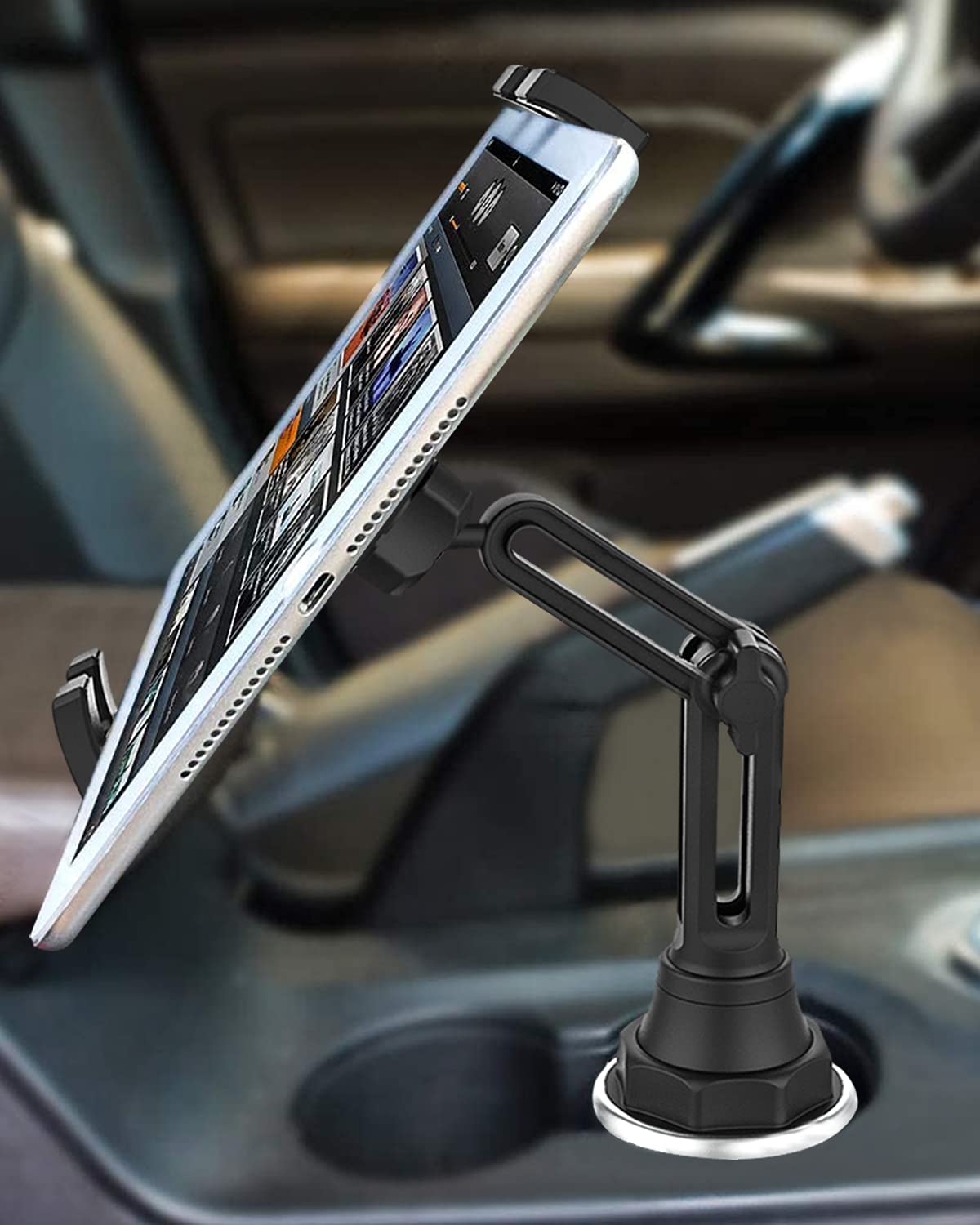 Left. METALTON - Universal Cup Holder Tablet Mount For Car Vehicle Truck Treadmill Golf Cart Boat And More Cupholder Ipad Pr... - Default.