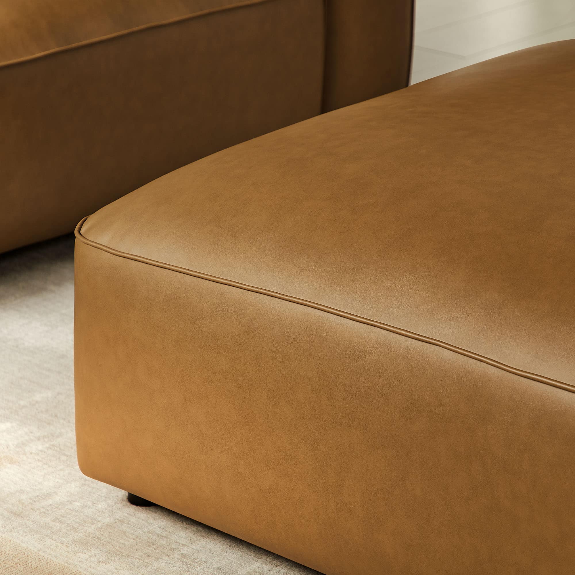 Alt View 1. Modway - Auren Upholstered Vegan Leather Ottoman by Modway - Camel.
