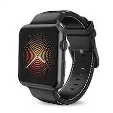 Front. Mybat Pro - MyBat Pro Leather Watchband for Apple Watch 38mm / 40mm - Black - Black.