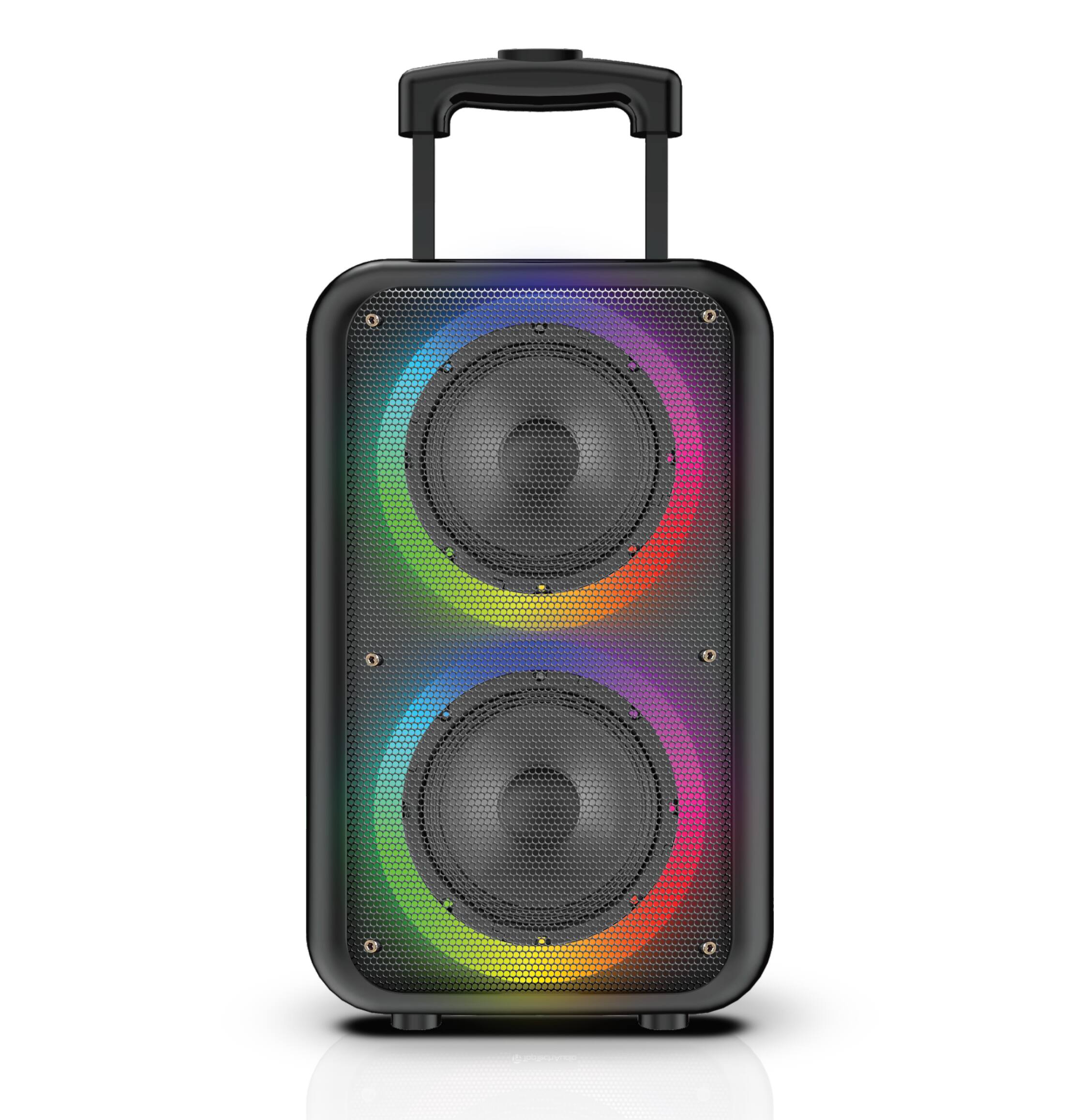 Front. TopTech - JET-66 Chroma Beat 2x6" Bluetooth Speaker with Disco Lights, Extra Bass & Guitar Jack - Black.