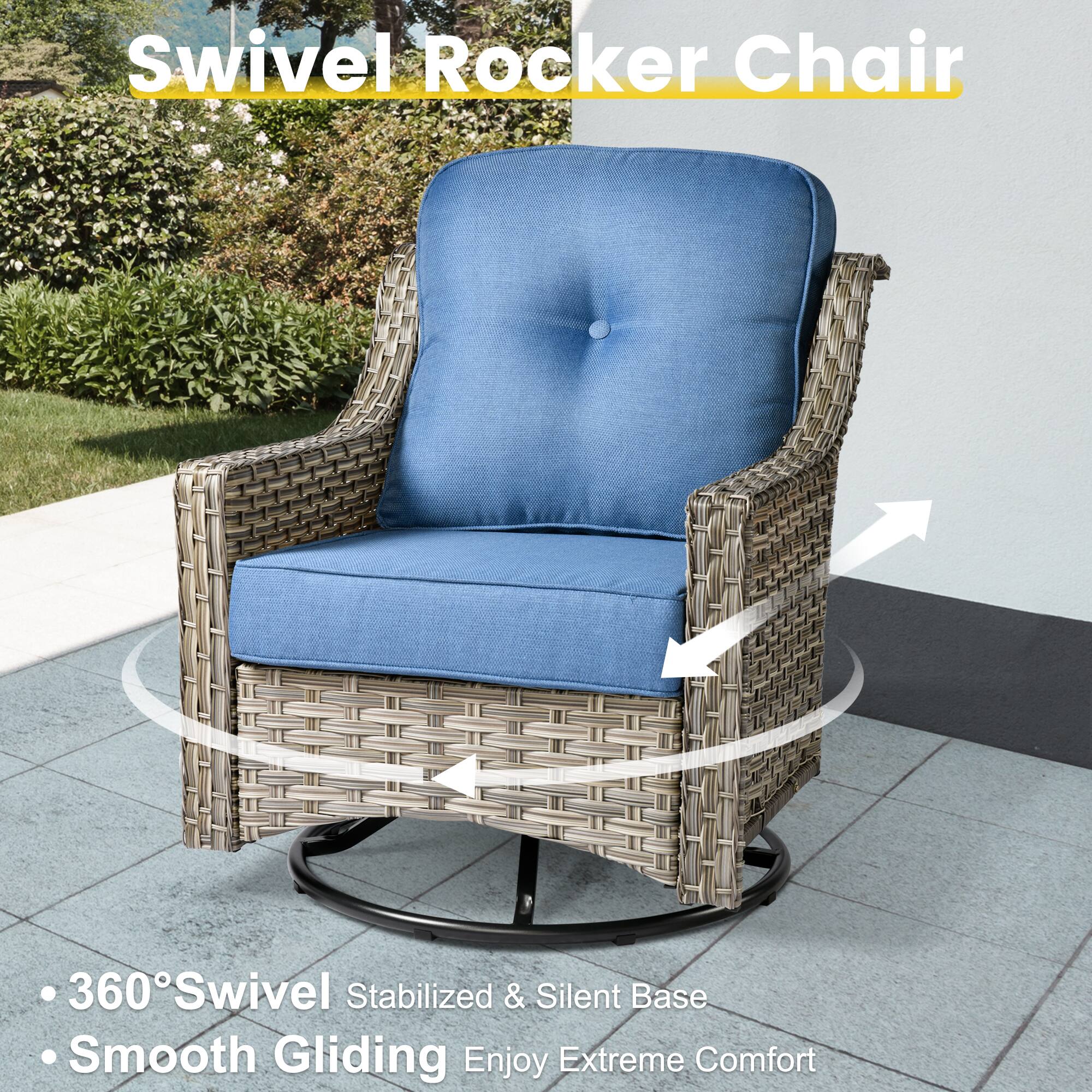 Swivel Rocker Chair

- 360° Swivel
- Stabilized & Silent Base
- Smooth Gliding
- Enjoy Extreme Comfort