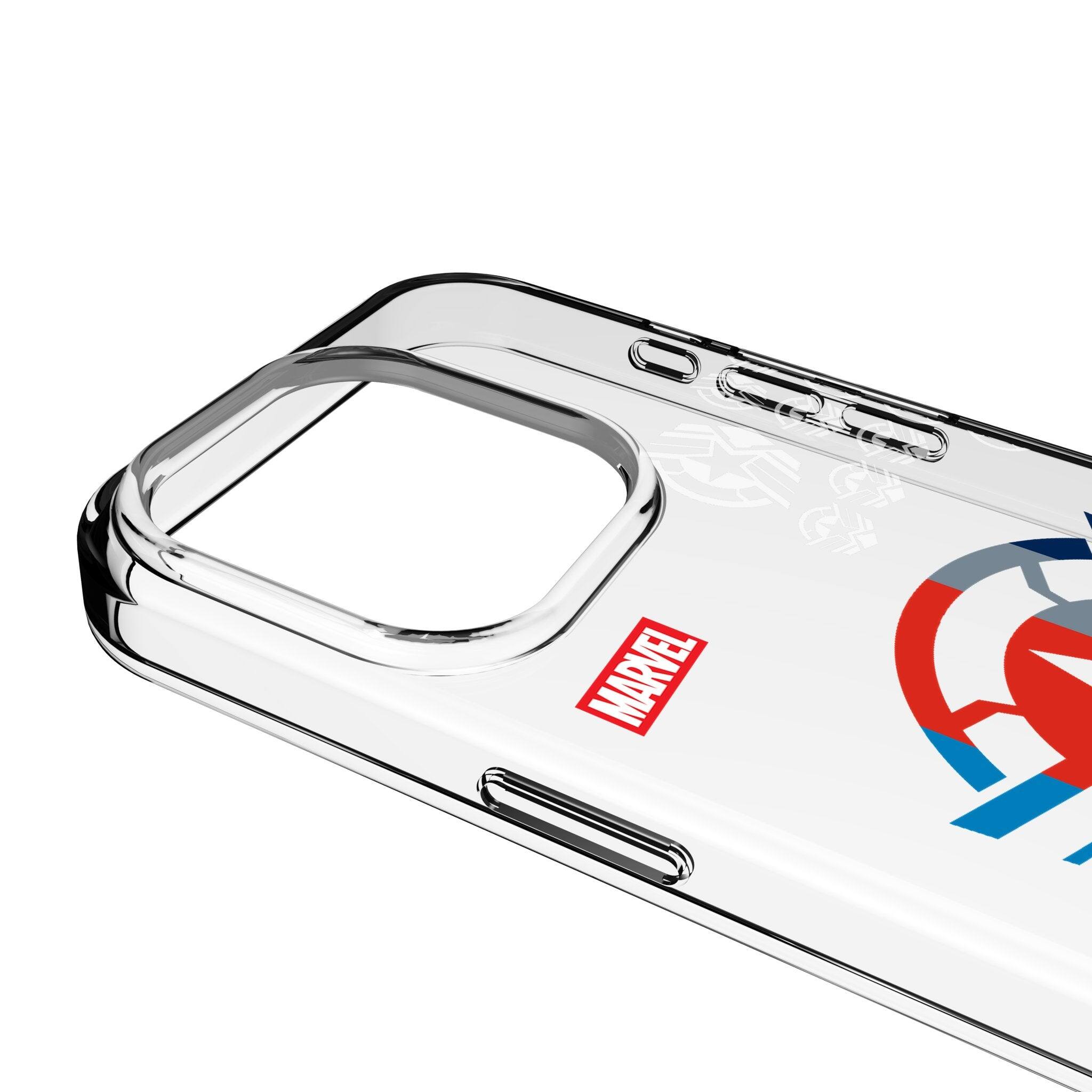 Left. Keyscaper - Marvel Sigil Clear Phone Case - Apple iPhone 15 Plus - Sam Wilson Captain America.