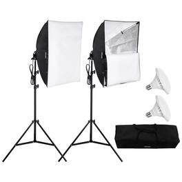 VEVOR - Softbox Lighting Kit, 24" x 24", Professional Softbox with 30W 5500K LED Bulbs, Close to Natural Daylight - Black