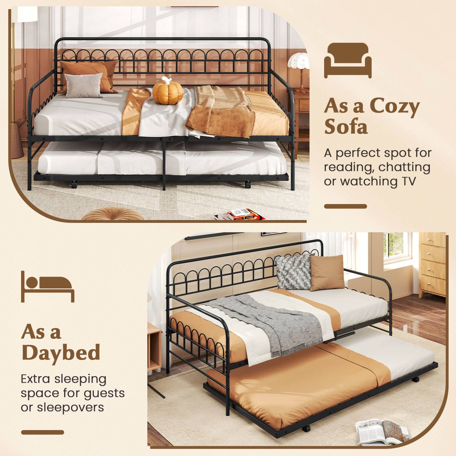 As a Cozy Sofa  
A perfect spot for reading, chatting or watching TV  

As a Daybed  
Extra sleeping space for guests or sleepovers