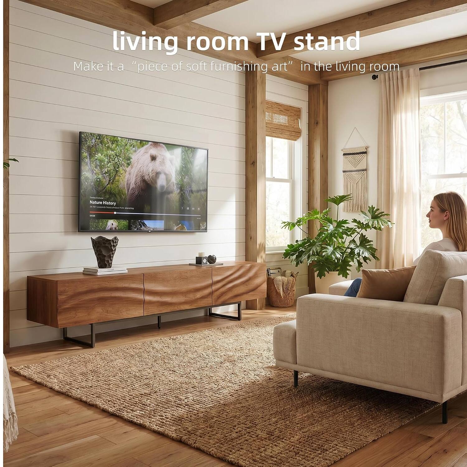living room TV stand  
Make it a "piece of soft furnishing art" in the living room