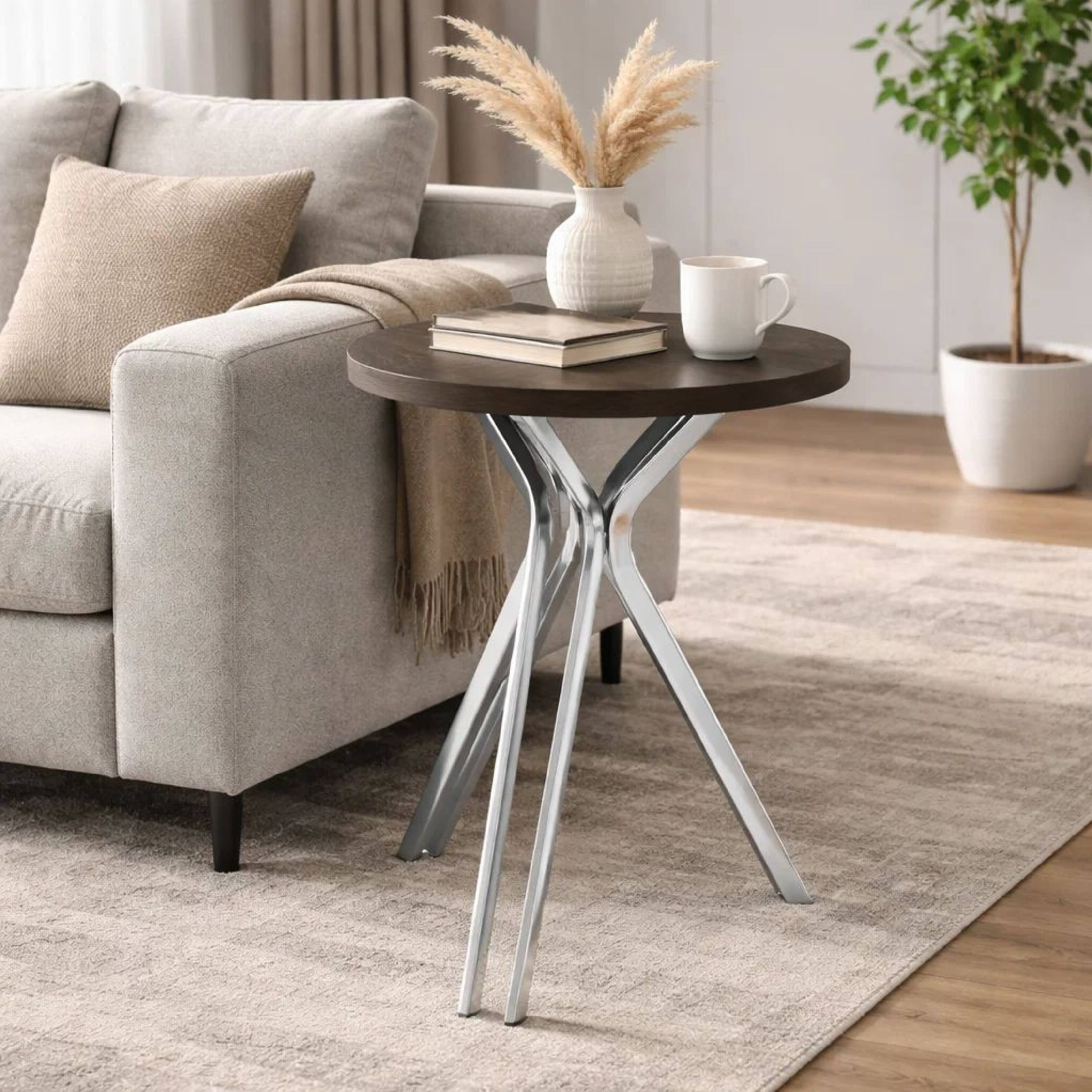 Manhattan Lane 43 Inch Modern Bar Table, Round Top, Polished Chrome ...