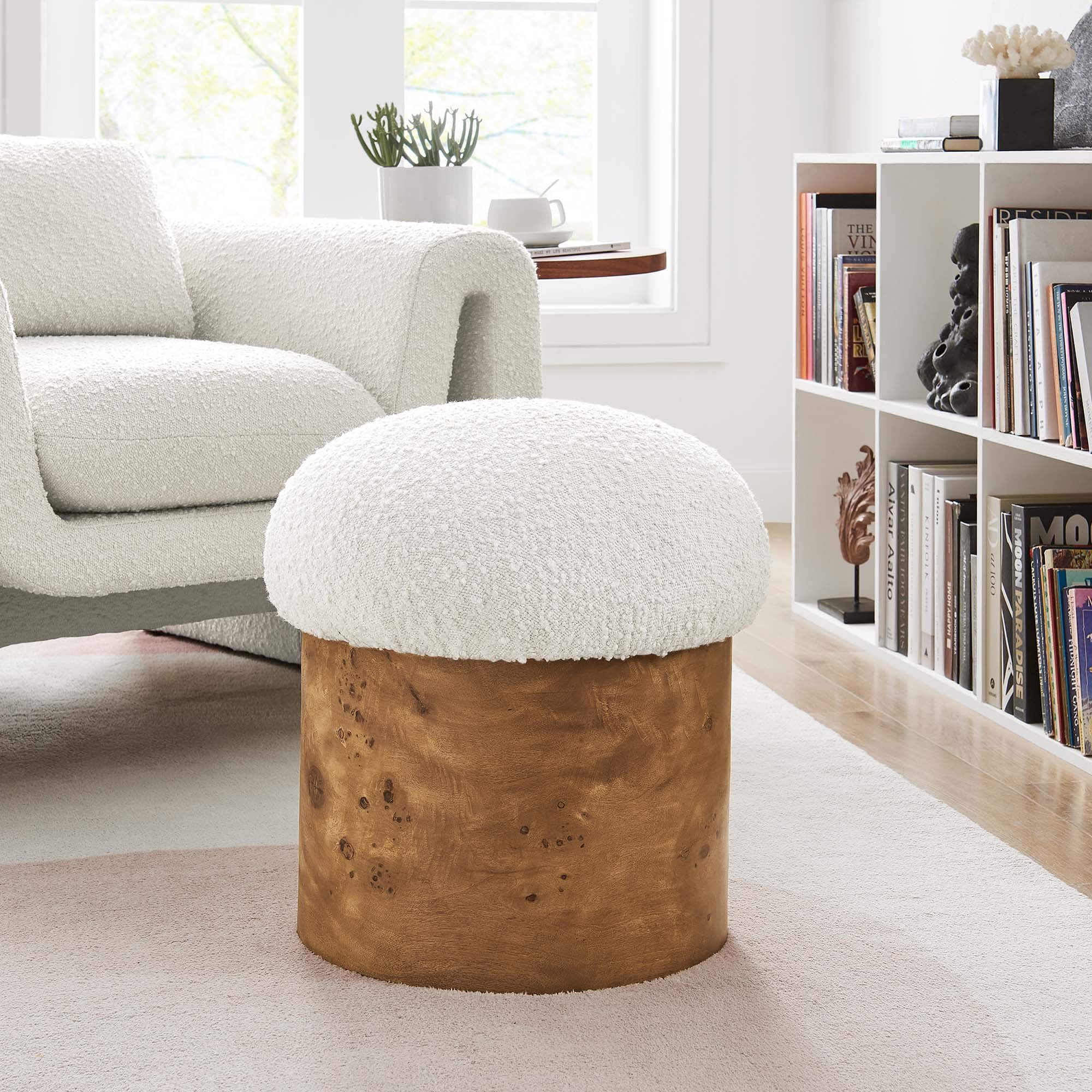 Breeze Boucle Upholstered Ottoman - Thumbnail 4