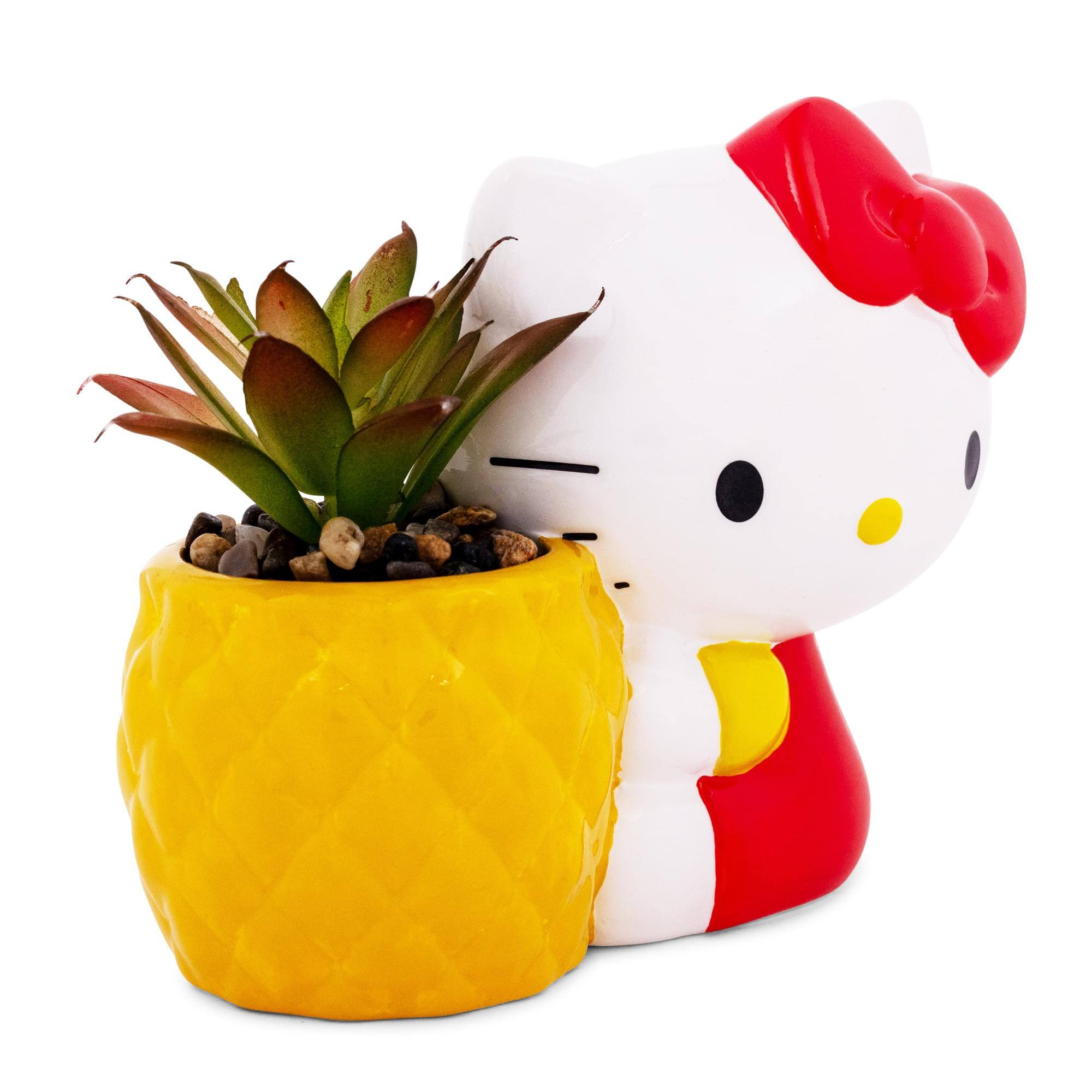 Alt View 1. Hello Kitty - Sanrio Hello Kitty Pineapple Ceramic Mini Planter With Artificial Succulent - Yellow.