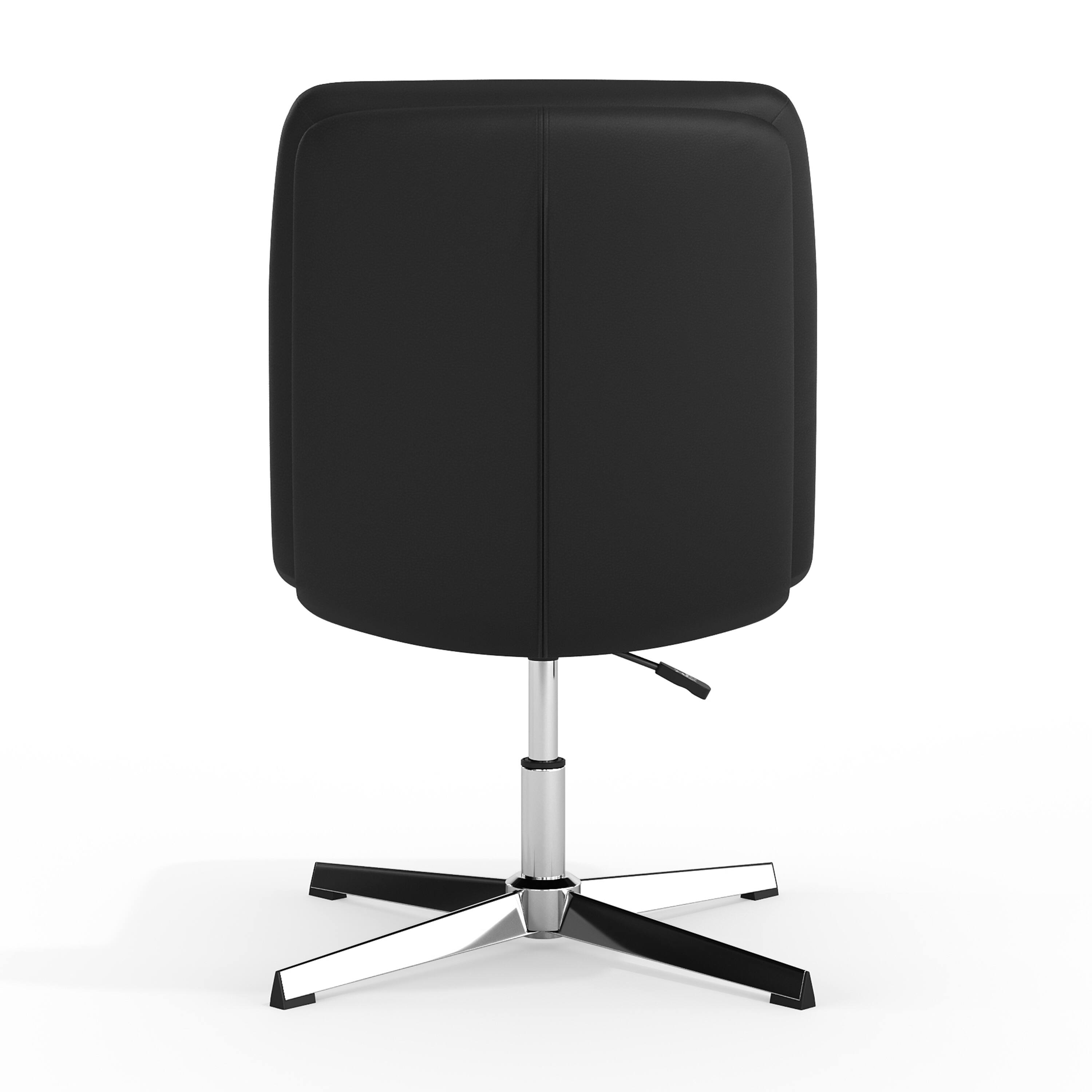 Back. Flash Furniture - Chloe Commercial Mid-Back Black Padded LeatherSoft Armless Stationary Task Office Chair with Adjustable Height, Swivel F - Black.