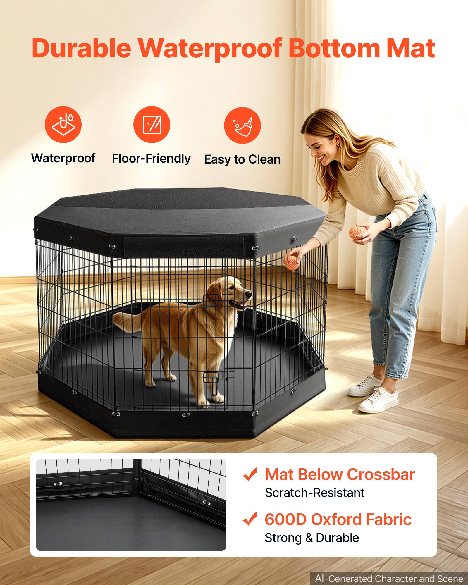 Durable Waterproof Bottom Mat Waterproof Floor-Friendly Easy to Clean Mat Below Crossbar Scratch-Resistant 600D Oxford Fabric Strong & Durable