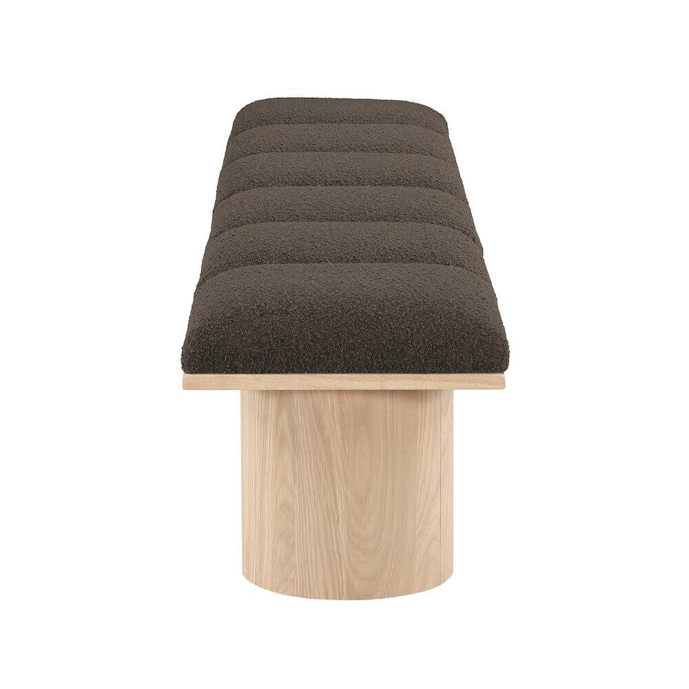 Alt View 2. Meridian Furniture - Pavilion Brown Boucle Fabric Bench - Brown.