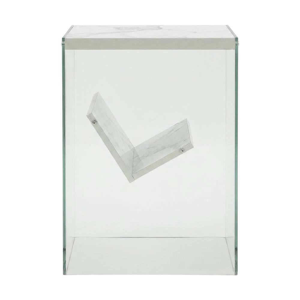 Angle. FurniFact - Wooden End Table with Durable Finish and Modern Design - White.