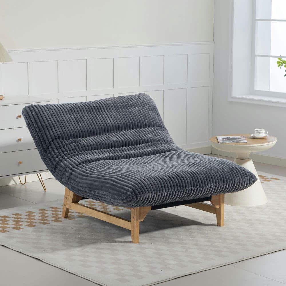 Kadyn - Bean Bag Chair for Adults, Corduroy Fabric Armless Lazy Sofa with Backrest for Living Room & Bedroom, Dark Gray - Gray