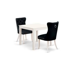 East West Furniture - 3 Piece Dining Table Set for Small Spaces - White