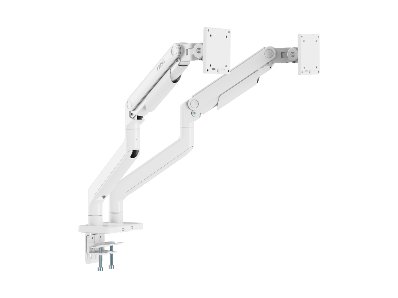Alt View 9. MSI - MSI MPG MT201DW - Dual Monitor Stand, 17-45", VESA, Spring Assisted, 44 lbs, Clamp/Grommet, Black - Matte White.