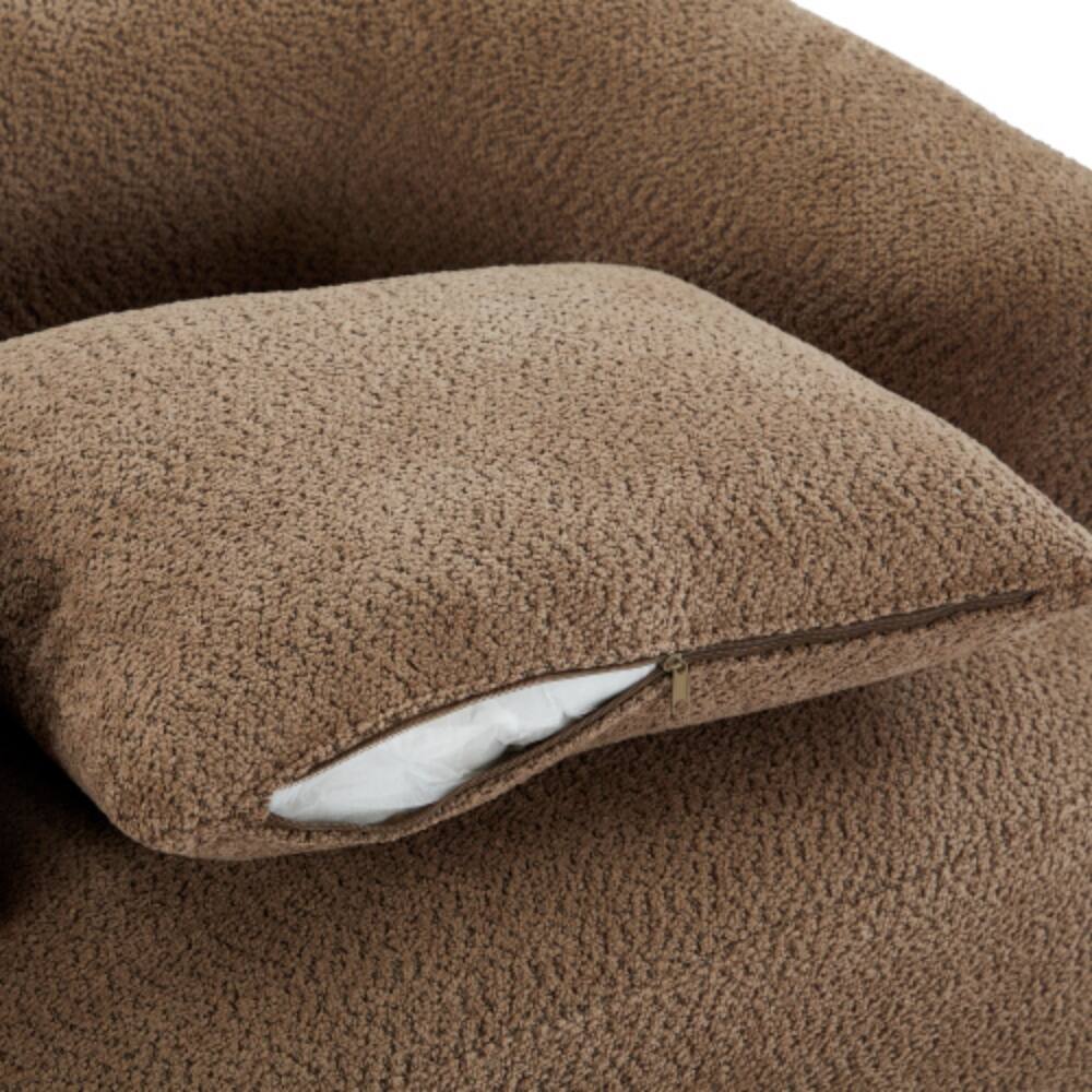 Alt View 4. LUCKY ONE - 38.2" 360° Swivel Barrel Accent Chair Sofa w/ Throw Pillow Boucle Fabric - Dark Brown.