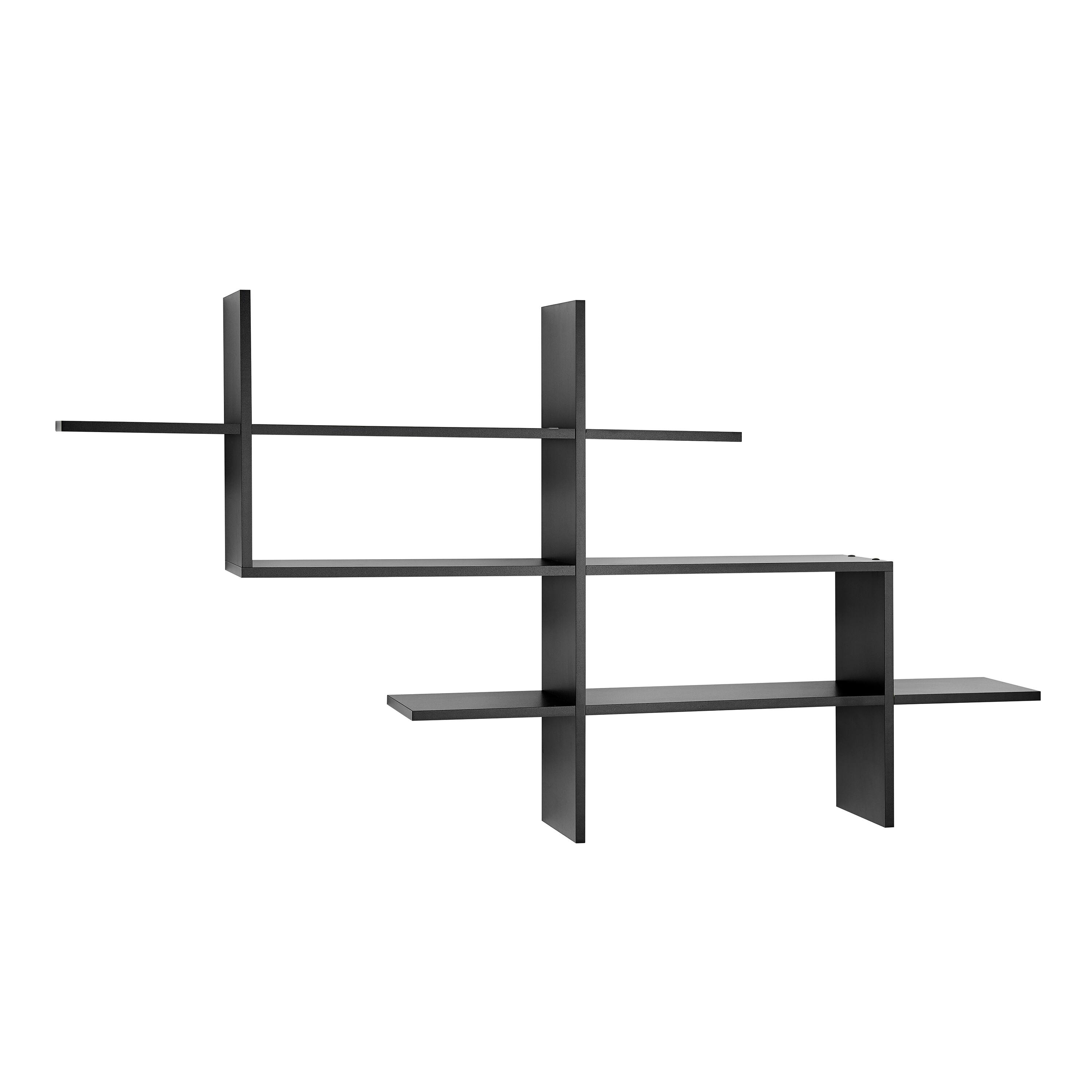 Alt View 5. Danya B - Three Tier Asymmetrical Wall Shelf - Black - Black.