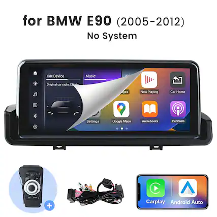 for BMW E90 (2005-2012) No System
Car Device
- Original car radio, CB radio
Music
- Now Playing
Car Home
- Settings
- Google Maps
- Audiobooks
- Podcasts
Carplay
- Android Auto