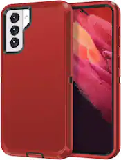 Front. Entronix - Entronix Case Compatible with Galaxy S21 FE - Heavy Duty Protection - Red.