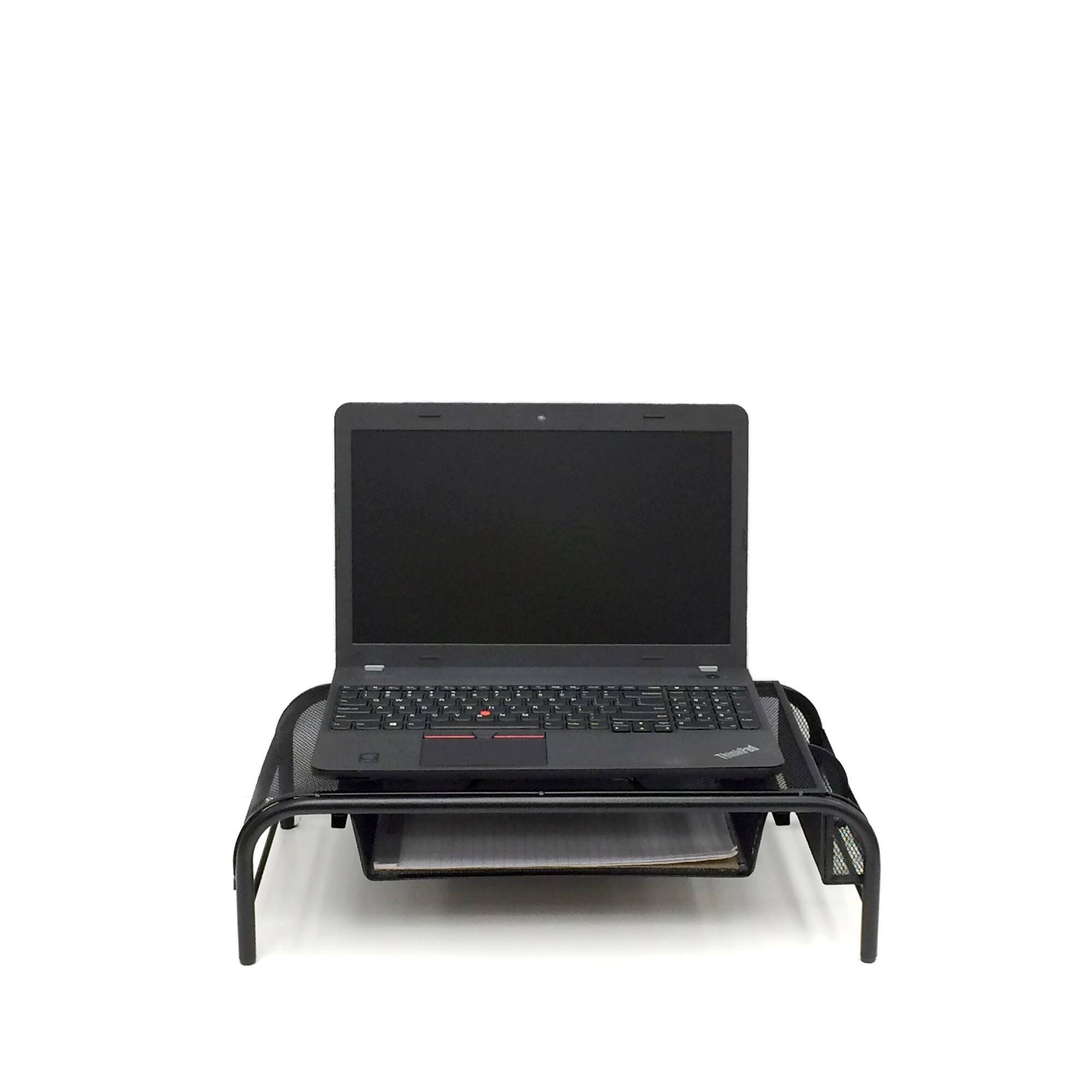Alt View 14. Mind Reader - Monitor Stand, Ventilated Laptop Riser, Paper Tray, Storage, Office, Metal Mesh, 20"L x 11.5"W x 5.5"H - Black.