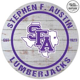 Jardine - Stephen F Austin Lumberjacks 20'' x 20'' Indoor/Outdoor Weathered Circle Sign - White