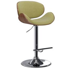 Simpli Home - Marana Mid Century Modern 33 inch Bentwood Adjustable Swivel Bar Stool Polyester linen fabric - Acid Green