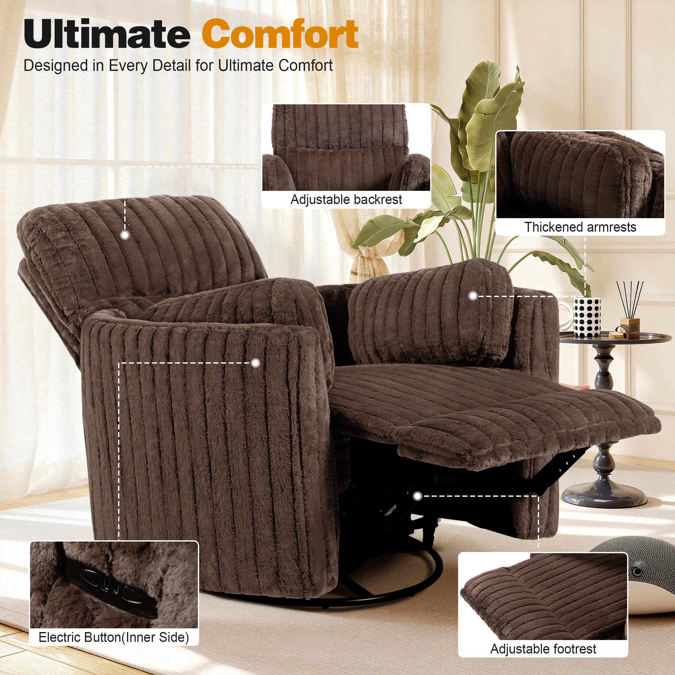 Ultimate Comfort  
Designed in Every Detail for Ultimate Comfort  

- Adjustable backrest  
- Thickened armrests  
- Electric Button (Inner Side)  
- Adjustable footrest
