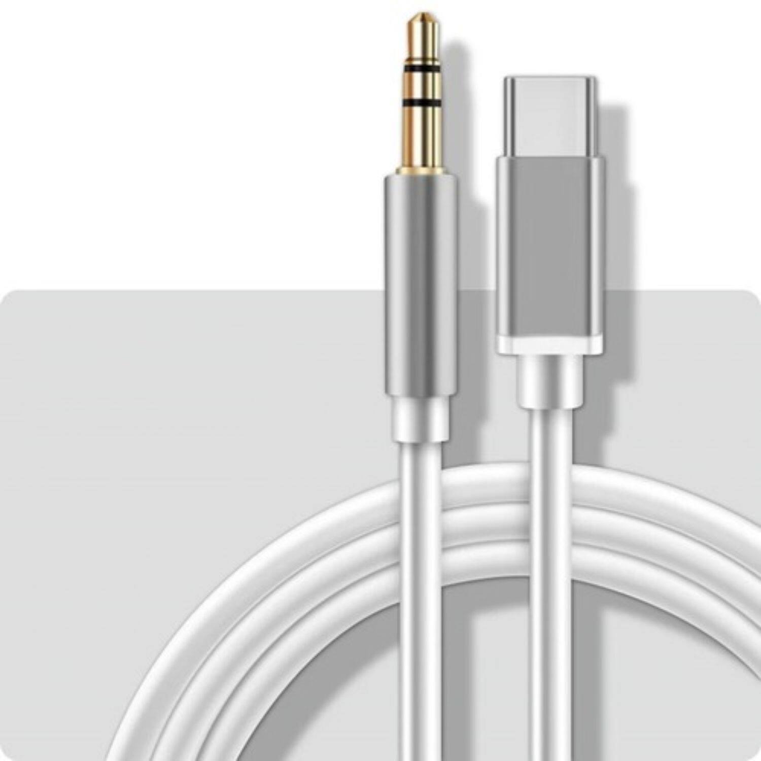 Left. Stock Preferred - USB-C to 3.5mm AUX Audio Adapter Cable/White - White.