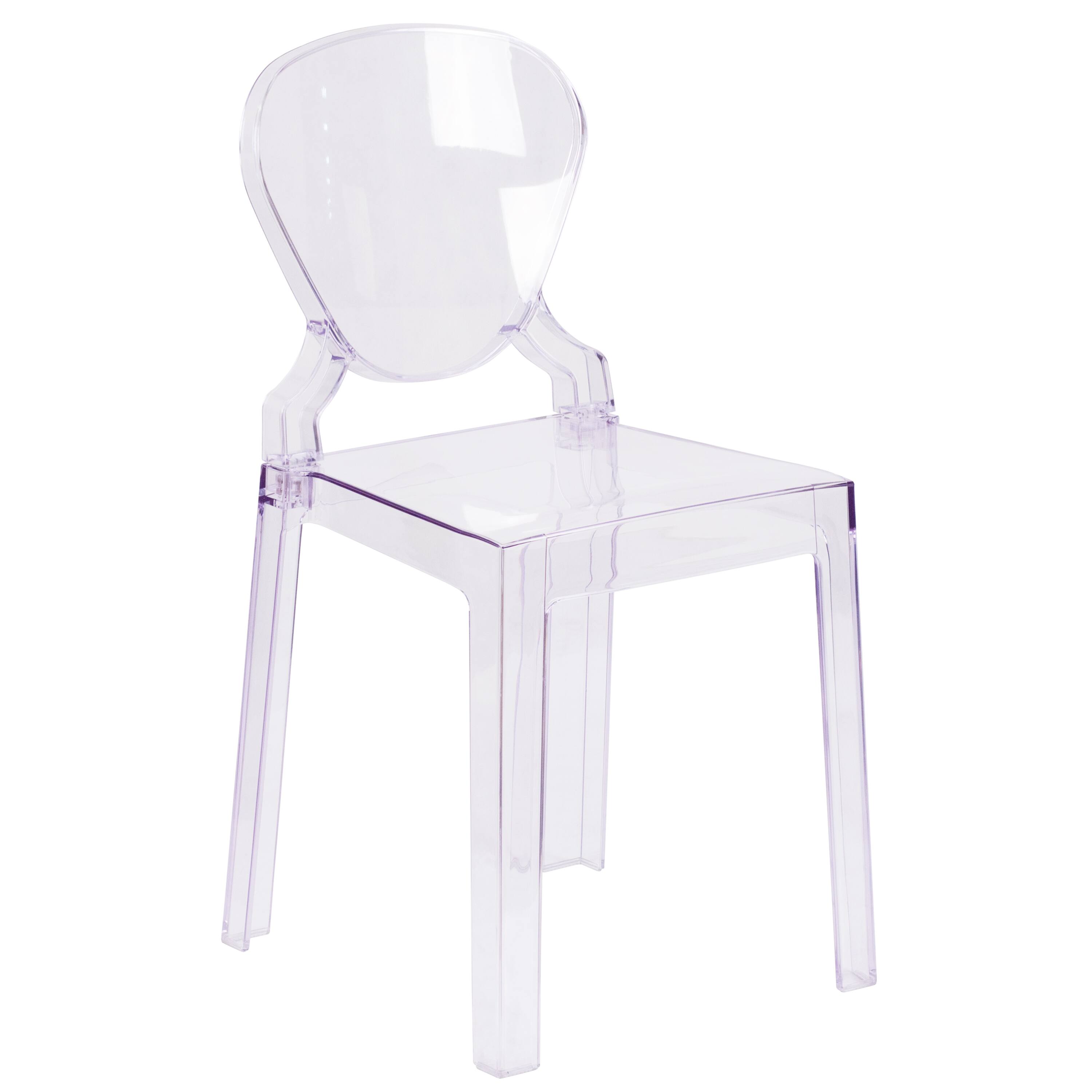 Front. Flash Furniture - Theo Ghost Chair with Tear Back in Transparent Crystal - Clear.
