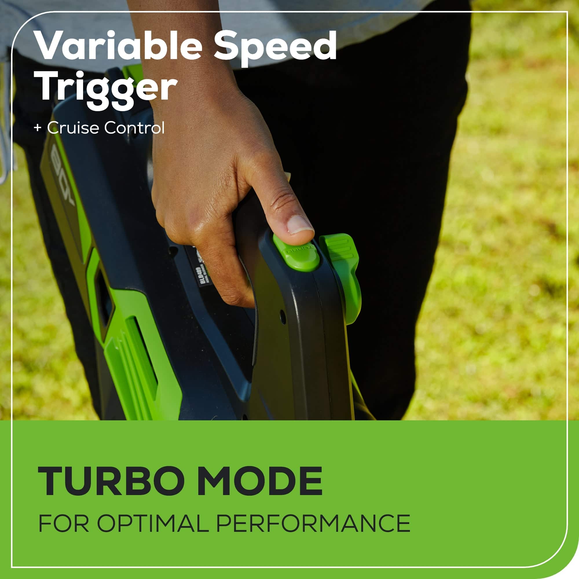 Variable Speed Trigger + Cruise Control = Turbo Mode for Optimal Performance