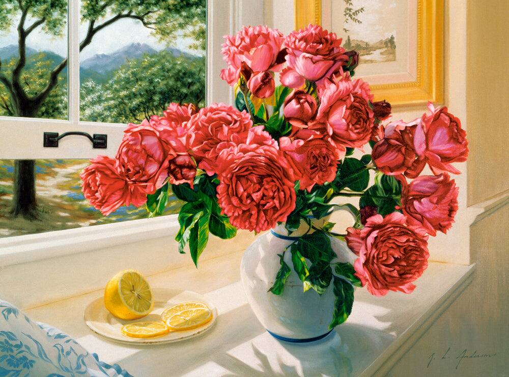Angle. Castorland - CASTORLAND 3000 Piece Jigsaw Puzzles, Summer Reminiscence , Still nature puzzle, Flowers in a vase,  C-300631-2 - Red.