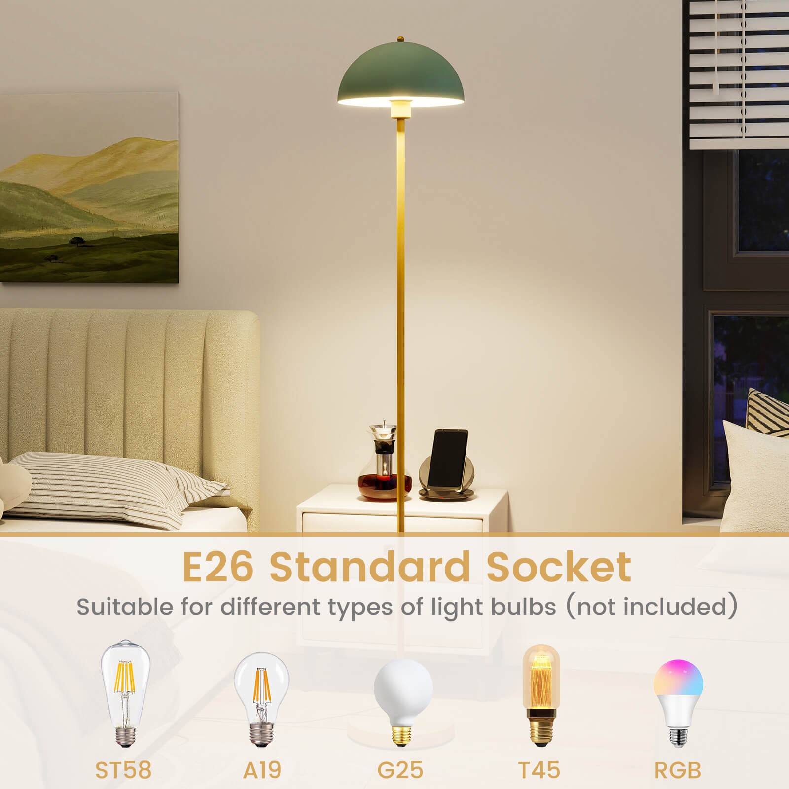 E26 Standard Socket  
Suitable for different types of light bulbs (not included)  
ST58 A19 G25 T45 RGB