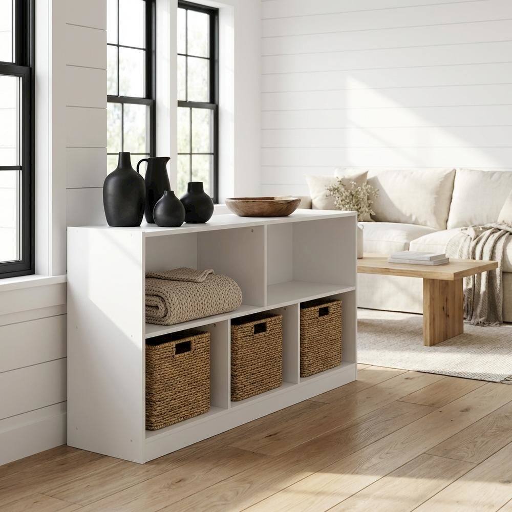 Angle. FurniFact - Engineered Wood bookcase with clean design for versatile storage - White.