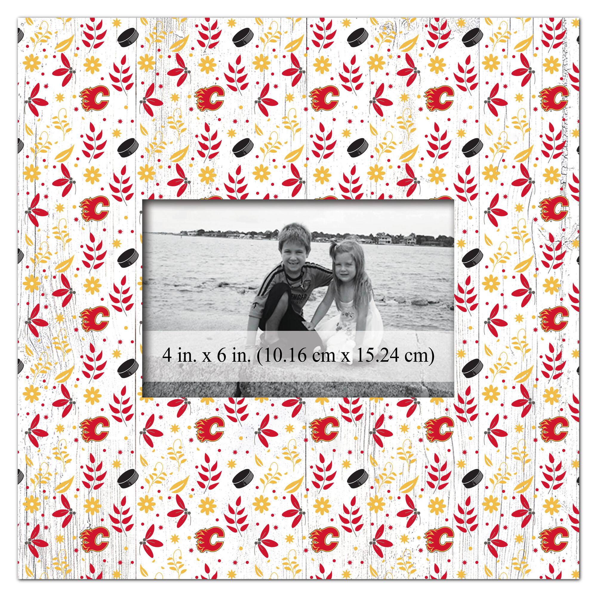 Calgary Flames 10'' x 10'' Floral Pattern Frame
