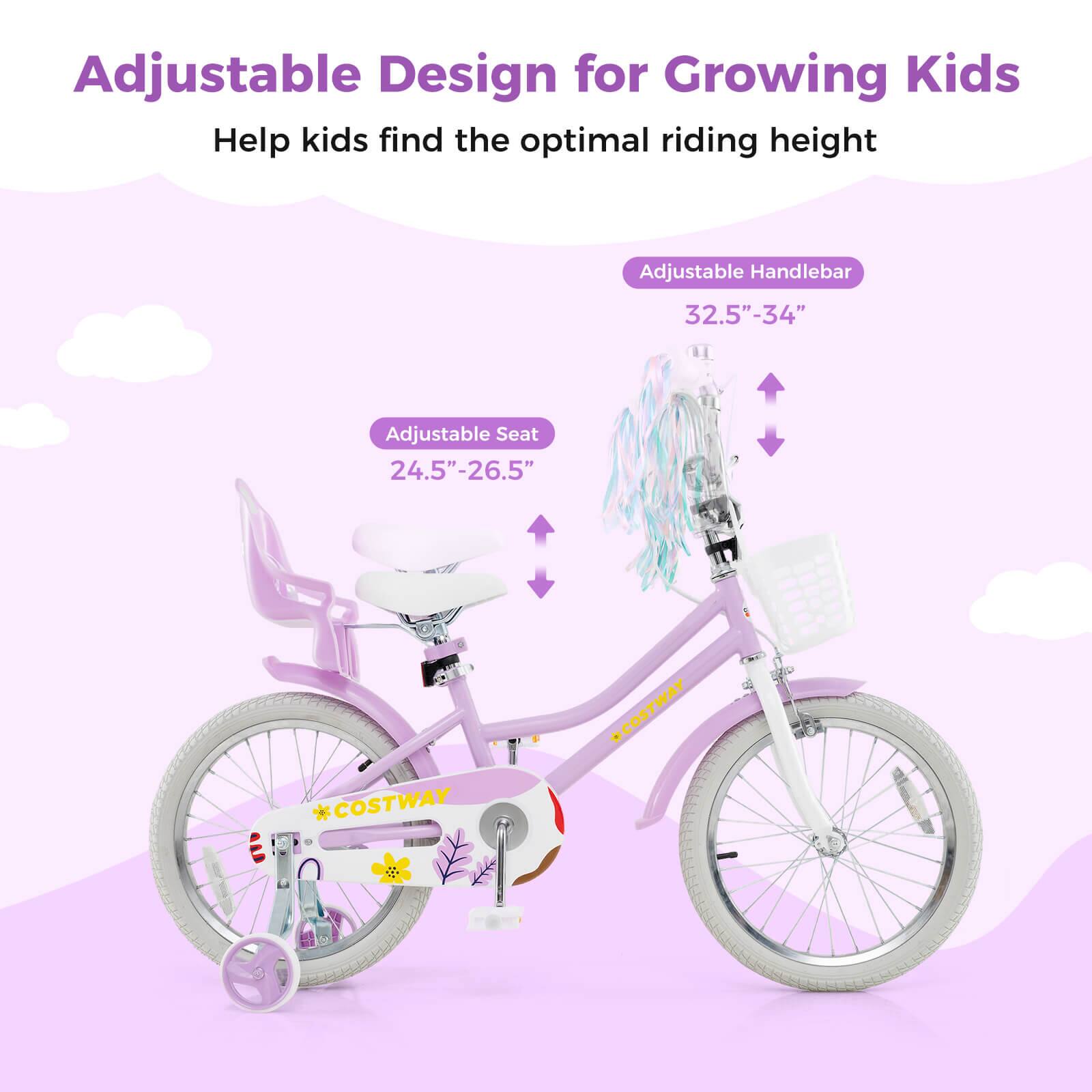 Adjustable Design for Growing Kids  
Help kids find the optimal riding height  

Adjustable Handlebar  
32.5"-34"  

Adjustable Seat  
24.5"-26.5"  

*COSTWAY