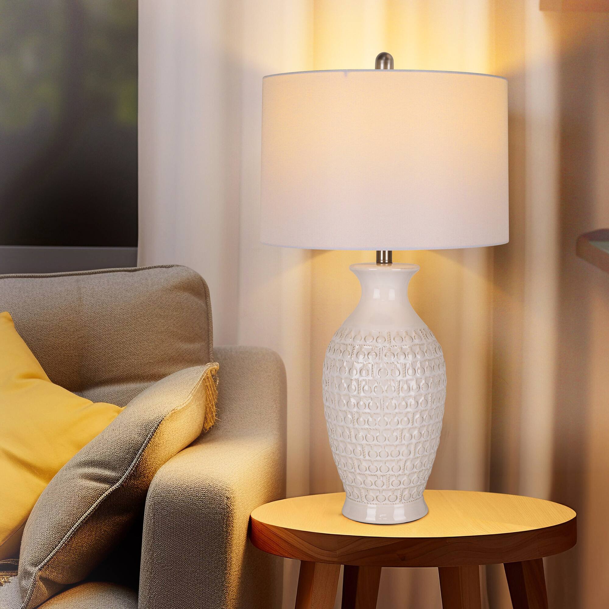 Alt View 4. partphoner - Modern Ceramic Table Lamp - White.
