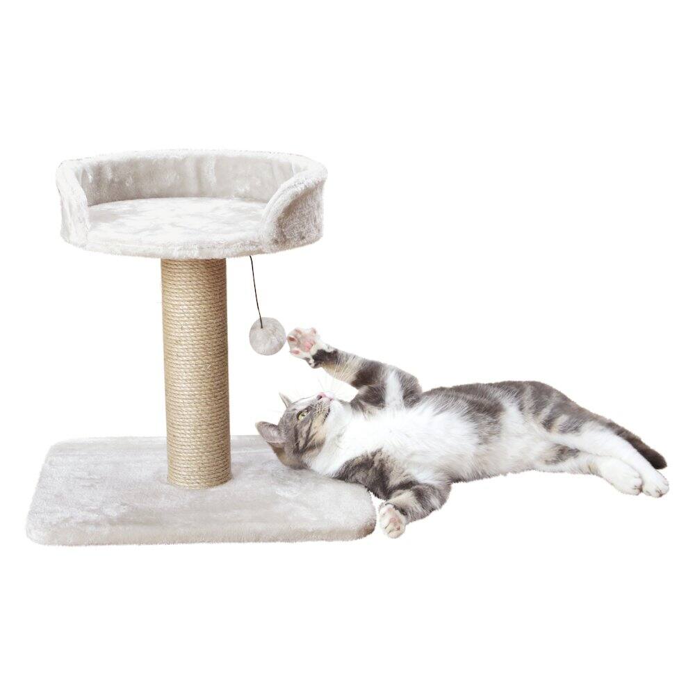 Alt View 3. TRIXIE - Mica Sisal 18" Cat Scratching Post with Plush Platform, Light Gray-Greige - Light Gray-Greige.