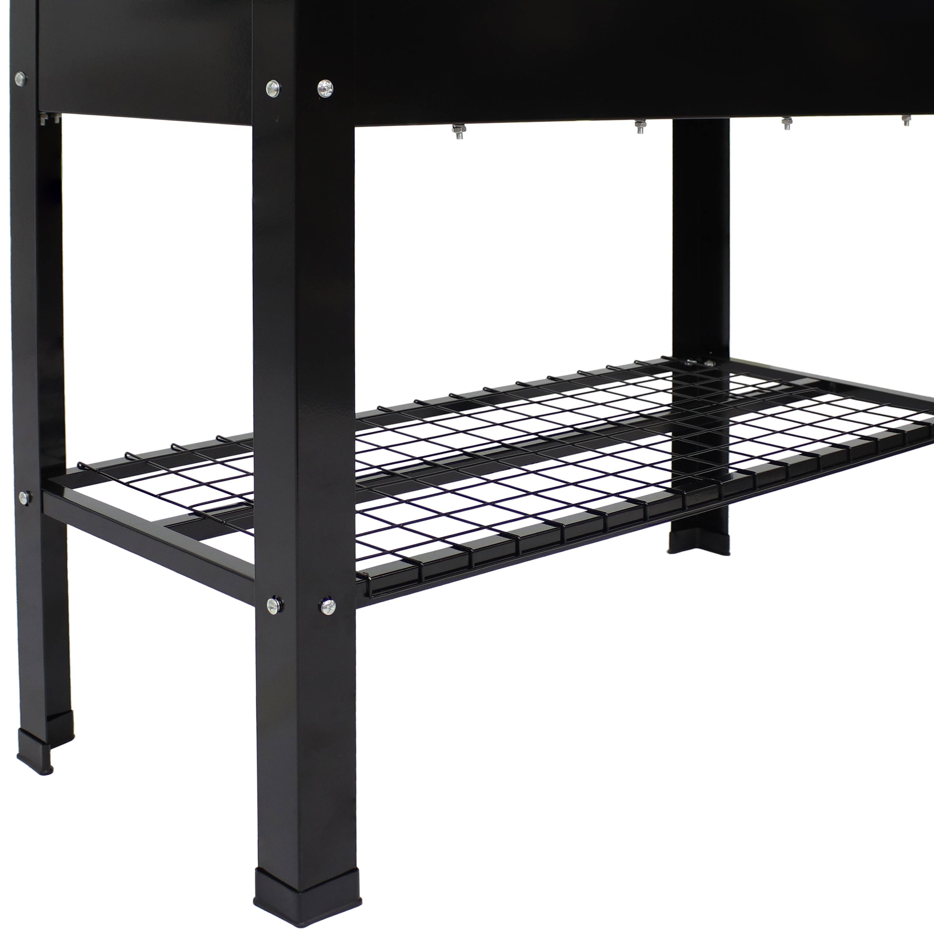 Alt View 9. Sunnydaze - Galvanized Steel Raised Bed with Mesh Shelf - Set of 2 - Black.