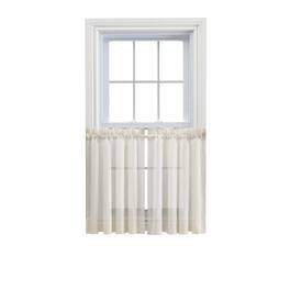 Ellis Curtain - Cotton Voile 1.5" Rod Pocket Tailored Tier Pair for Windows 80" x 45" - Natural