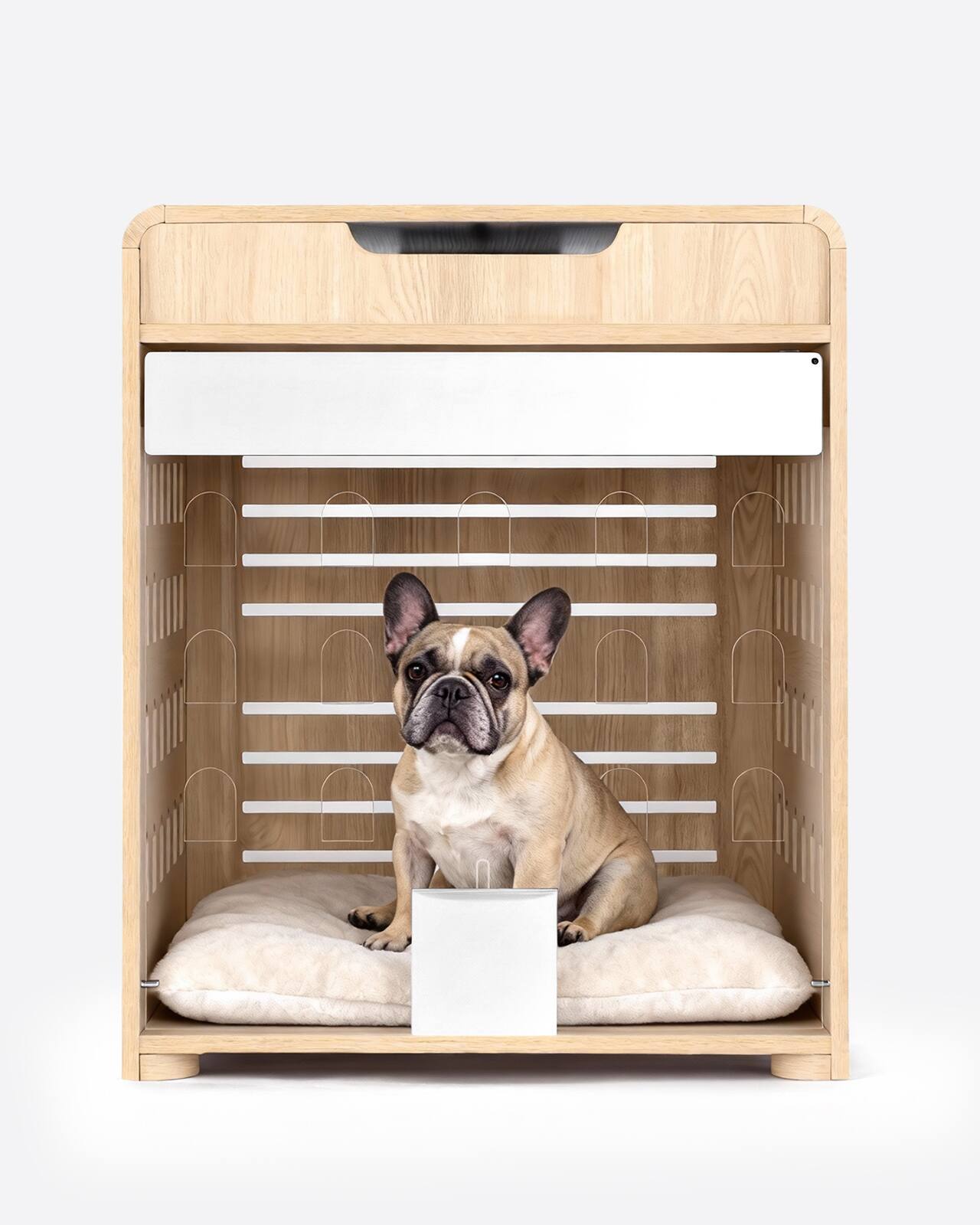 Alt View 4. Sugift - Dog Crate Furniture End Table With 4-in-1 Charging Station Hidden Door For Small Dogs Up To 45lb - Oak.