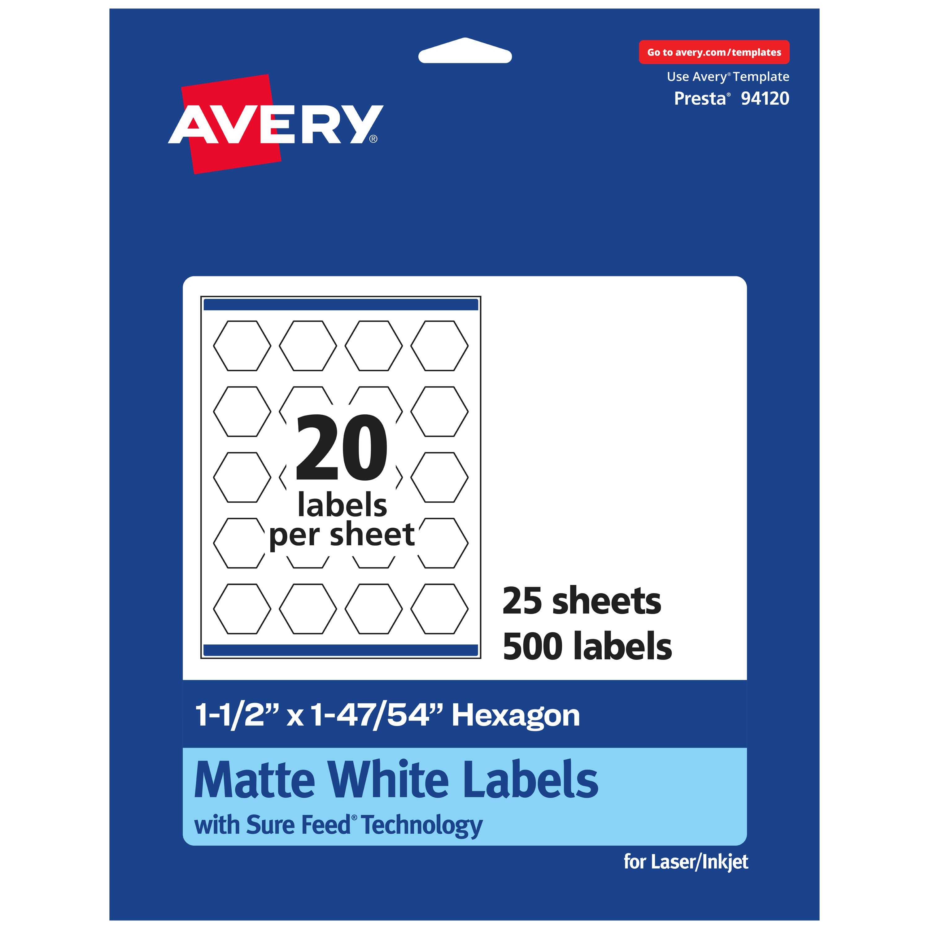 "Avery - Matte Hexagon Labels, 1-1/2"" x 1-47/54"", 500 Total - White" price history on PriceWatchPro